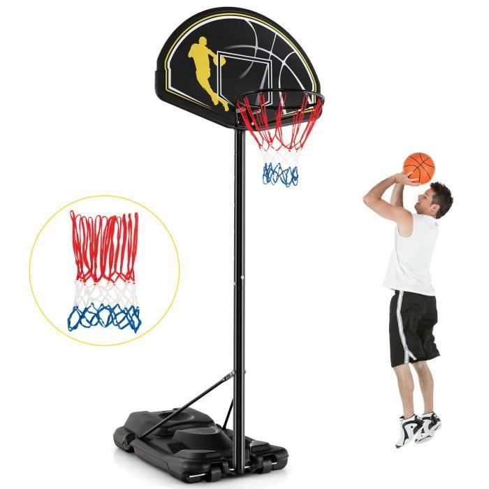 COSTWAY Panier De Basket Réglable 1,7 à 3,05 M – Support Portable Avec Roues Et Base Remplissable