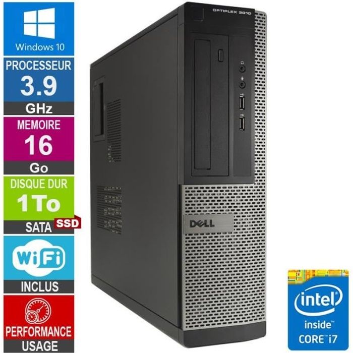 PC Dell Optiplex 3010 DT i7-3770 3.90GHz 16Go/1To SSD Wifi W10