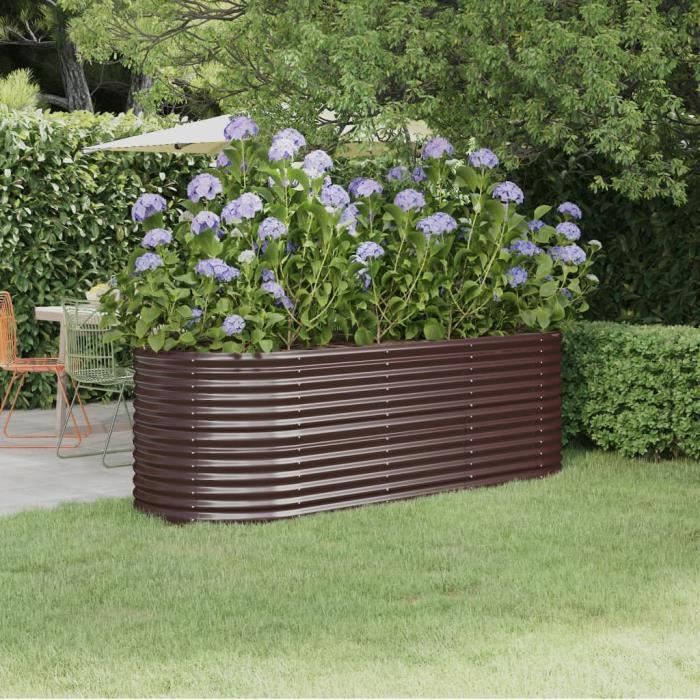 Jardinière Surélevée WIFESE 544x100x36cm - Acier Enduit Anthracite, Bac à Fleurs Extérieur