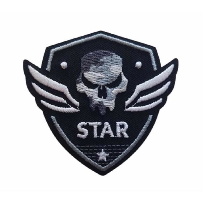 Patch Ecusson Thermocollant Blason Fond Noir Fleur De Lys 2,50 X 2