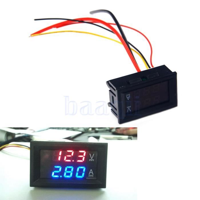 Voltmètre ampèremètre YWEI HX13271 - DC 0-100V 10A LED rouge numérique - Bricolage