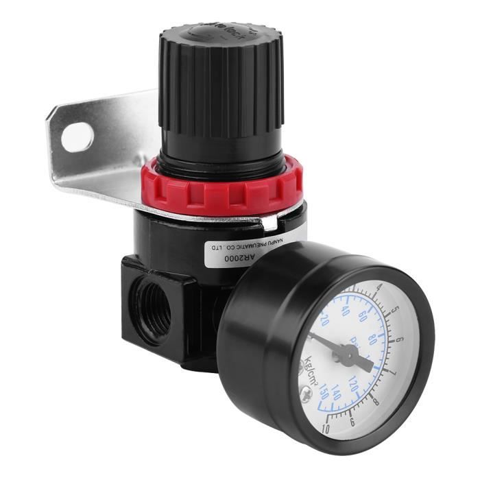 Pressostat Régulateur De Pression Pour Compresseur D'air - Avec Manomètre, Plage 0-0.8 MPa, En Alliage Zinc - 6