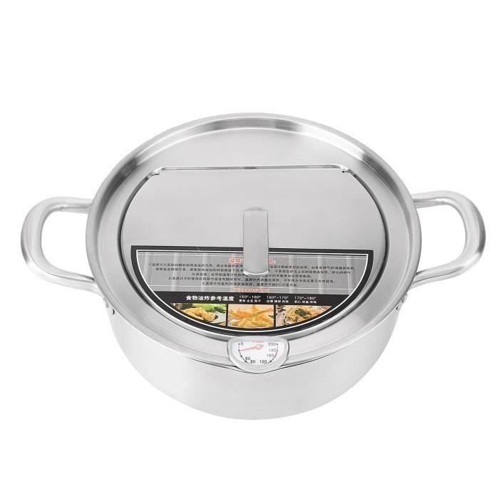 Friteuse Tempura Japonaise 2.2L - Acier Inoxydable 304, Avec Thermomètre Et égouttoir