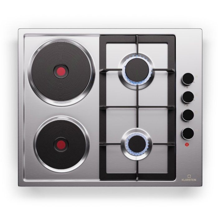 Plaque de Cuisson Mixte - Klarstein - MultiChef 4 - 2 Feux Gaz - 2 Plaques  Électriques - Acier Inoxydable - Cdiscount Electroménager