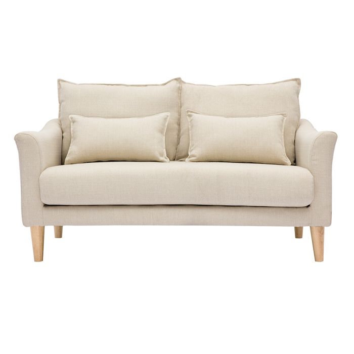 Miliboo Canap&eacute; scandinave 2 Places en Tissu Beige et Bois Clair Kate