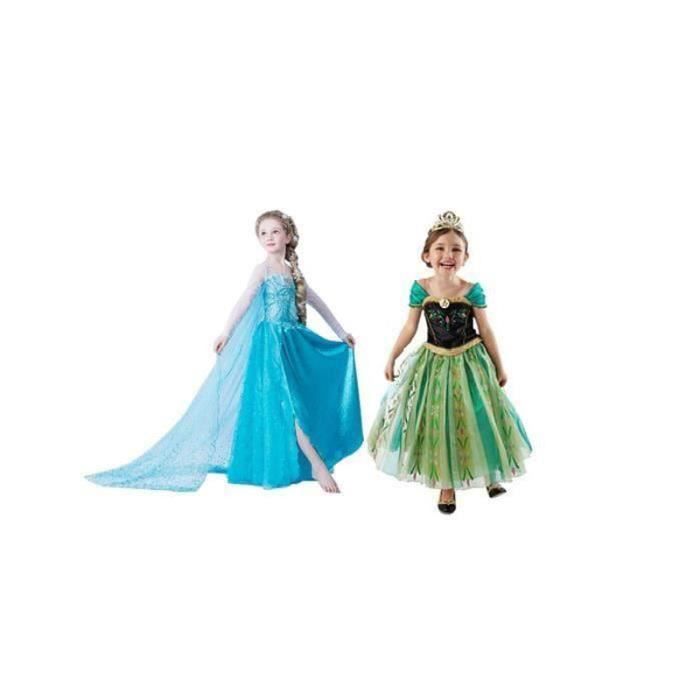Offre duo robe elsa + robe anna pour amoureux de la reine des neiges déguisement parfaite