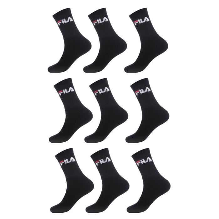 Chaussettes Licence Sport compatible FILA Collection-Assortiment modèles photos selon arrivages- Pack de 9 paires Tennis Noires