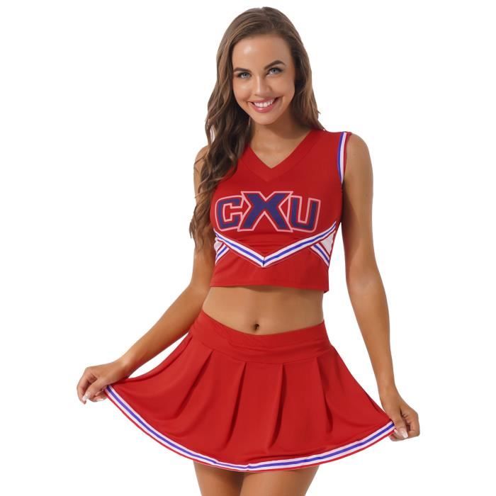Les femmes Cheer leader cosplay costume uniforme scolaire Top Mini Plissé Jupe Tenues 