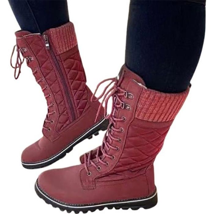 Bottes Noires à Talons Plats - Taille 37 - Hauteur Tige 40 Cm - Cuir - Occasion - Style Bottes Hautes