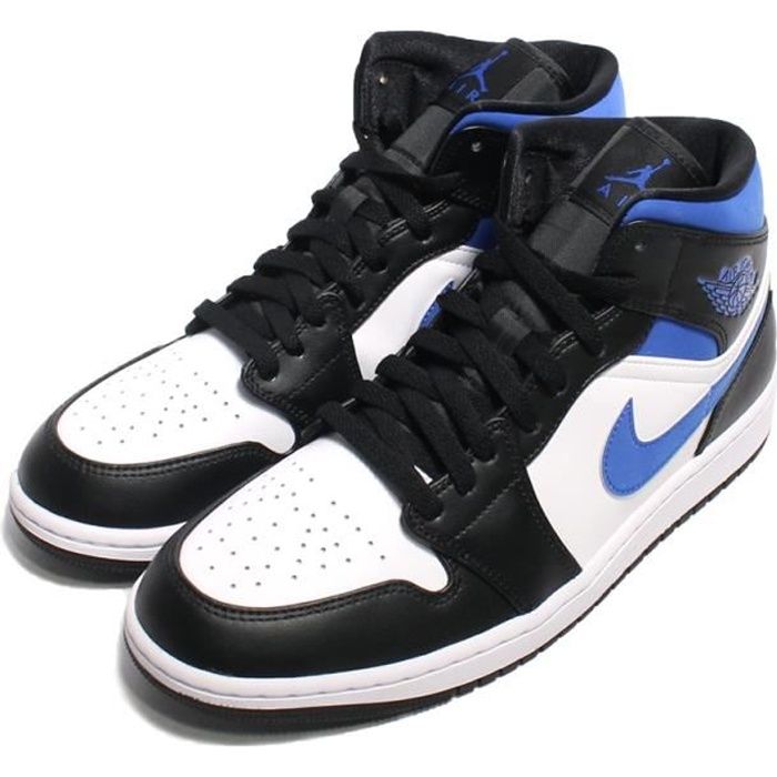 Sneaker Air Jordan 1 Mid White Blue Black Bleu 