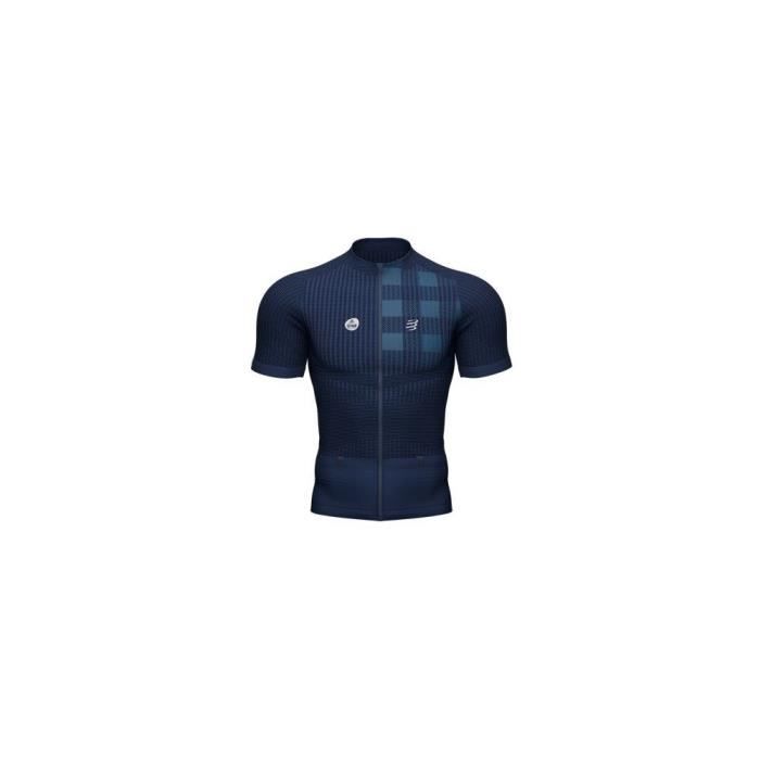 t-shirt de trail pour homme compressport ultratrial postural ss bleu marine - manches courtes respirantes