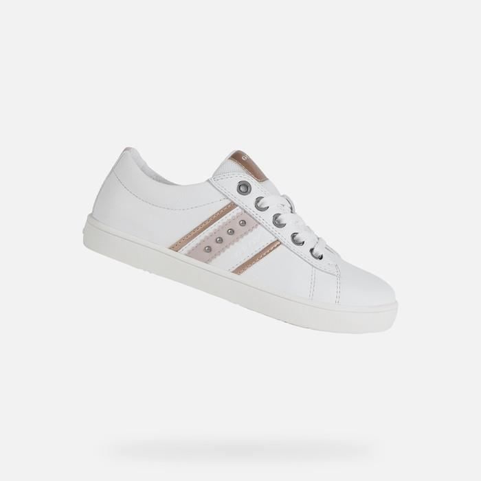 Geox Baskets - GEOX - J KATHE - Cuir - Blanc/Rose clair - Fille