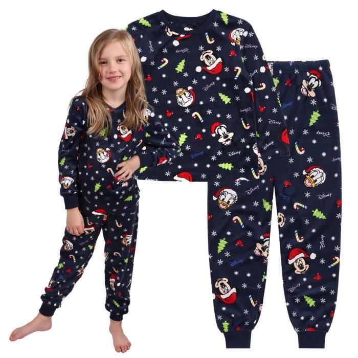 DISNEY Mickey Mouse Pyjama de Noël pour enfant, velours, bleu
