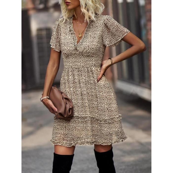 Robe longue d'été bohème à manches courtes pour femmes Vert Vert
