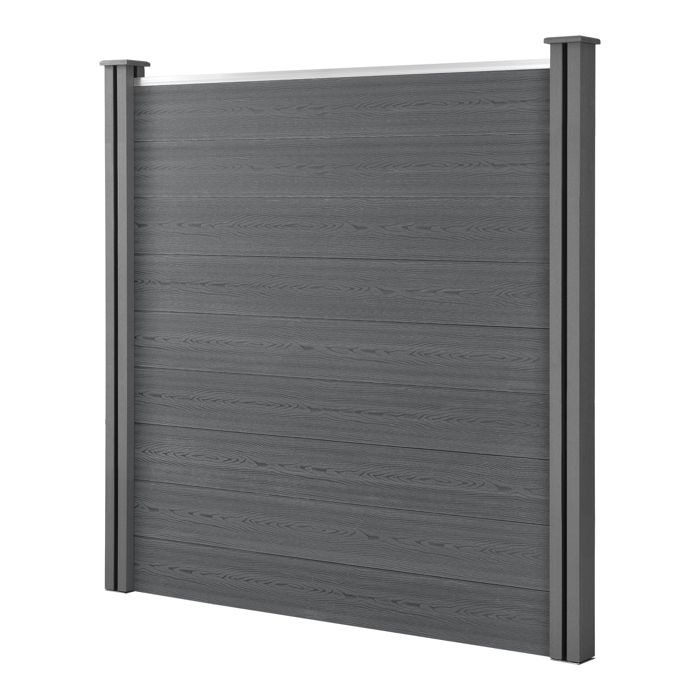 NEU.HOLZ Cl&ocirc;ture Brise Vue Brise Vent Bois Composite (WPC) Gris 183 x 879 cm