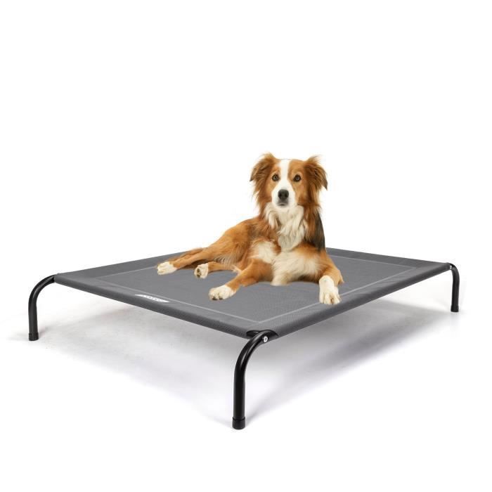 Nobleza-Lit Chien Surélevé Grande Taille, Lit de Camp pour Chiens Chats, Animaux de Compagnie Intérieur Extérieur, Gris XL 137x90x20