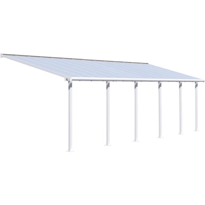 Pergola adossée Olympia 25,5 m² - Aluminium et polycarbonate - Blanc - PALRAM