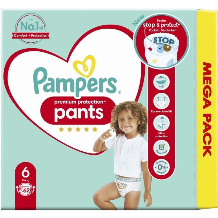 PAMPERS Premium Protection Pants Taille 6 - 62 Couches-culottes - Cdiscount  Puériculture & Eveil bébé