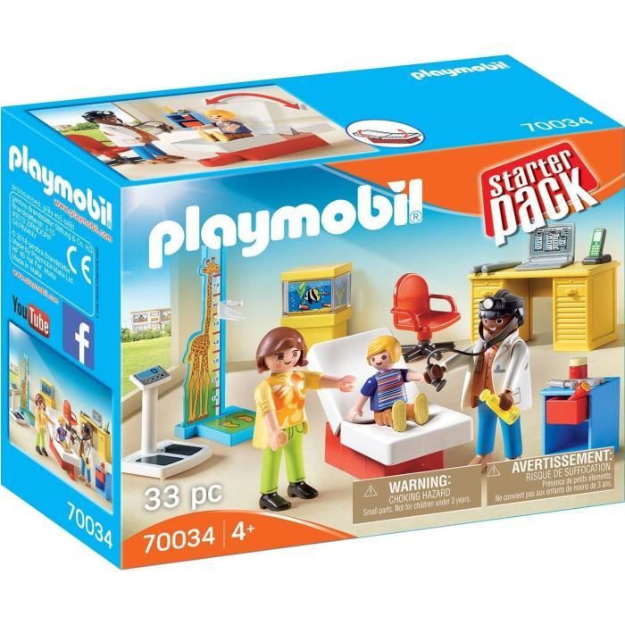 PLAYMOBIL - City Life - Cabinet de pédiatre - 3 personnages - Accessoires inclus