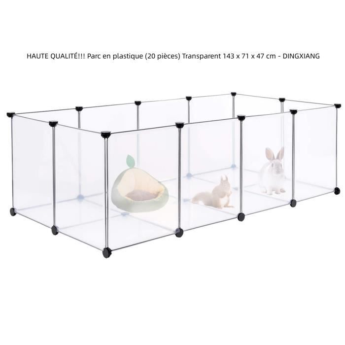 Meilleurs prix pour Parc en plastique pour animaux de compagnie (20 pièces) Transparent 143 x 71 x 47 cm - DINGXIANG