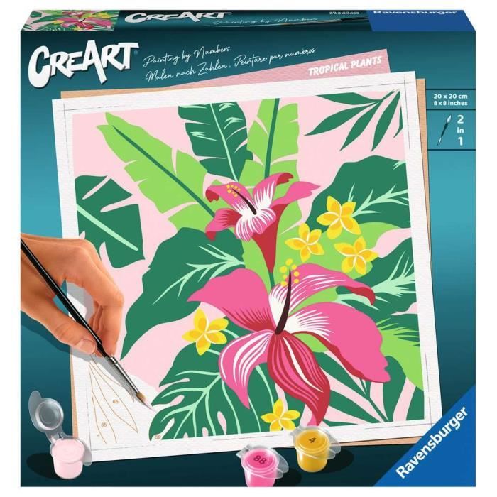 Peinture Par Numéros Ravensburger 23667 – Kit Complet 20x20 cm Tropical Plants - vue 2