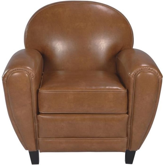 Fauteuil - RENDEZ VOUS DECO - Club camel - Cuir - Marron - Relaxation Fauteuil - RENDEZ VOUS DECO - Club camel - Cuir - Marron - Relaxation
