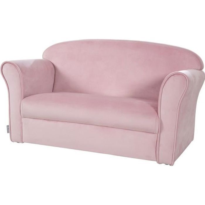 ROBA Mini Canapé Enfant en Velours Lil Sofa - Dossier Confortable avec Accoudoirs - Rose