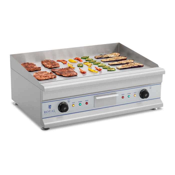 Plancha électrique lisse Barbecue Protection antiéclaboussures Dispositif d'écoulement 725cm 2 x 3200W Royal Catering RCG 75