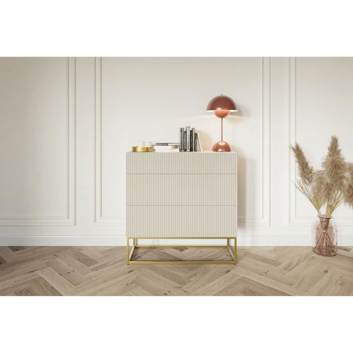 Commode avec tiroirs - VELDIO - 90 cm - taupe (gris-beige)