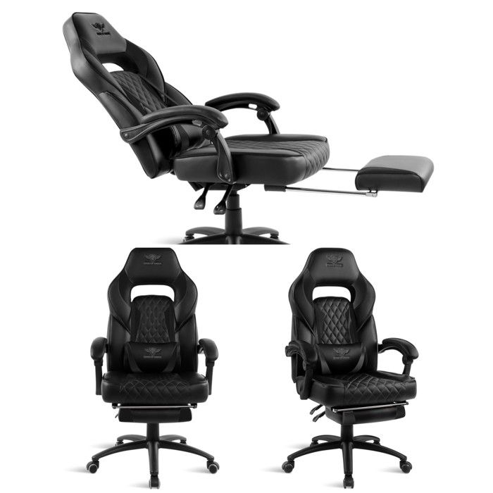 Fauteuil Gaming - Mustang - Noir - Similicuir - Dossier inclinable 160° - Accoudoirs articulés