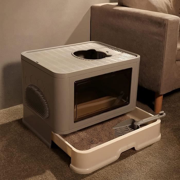 Comparer les prix de Bac à Litière pour Chat Grande Taille: Maison de Toilette Chat Pliable XXL Grande - Caisse Chats Litiere Fermée avec Pelle et[S112]