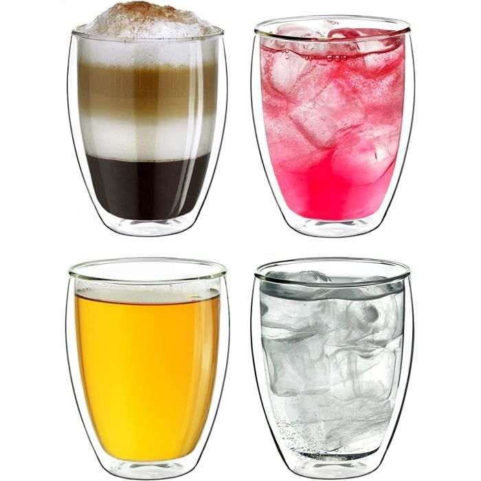 Lot De 6 Verres à Double Paroi 250ml - Qualité Gastronomique Lavables Au Lave-Vaisselle