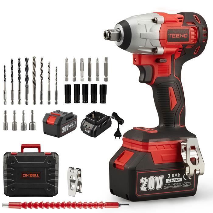 TEENO Clé à Chocs Sans Fil Brushless, 320Nm Boulonneuse A Choc Avec 3