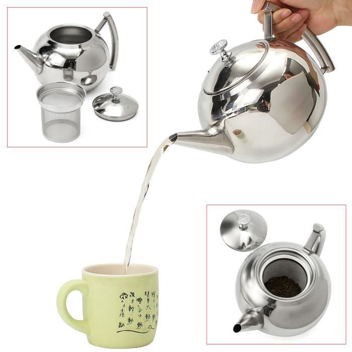 Théière En Céramique Globe 1500ml - Avec Filtre En Acier Inoxydable, Pour 6-8 Tasses, Micro-ondable Et Lave-vaisselle