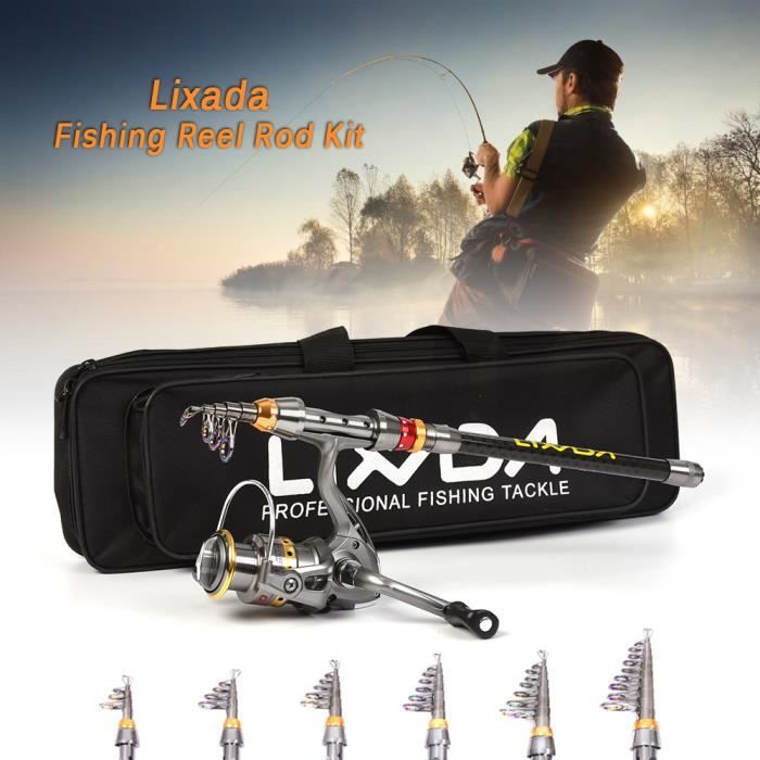 Lot De 2 Combos Pêche Télescopiques 2,1 M - Moulinet Inclus, Idéal Pour Le Silure