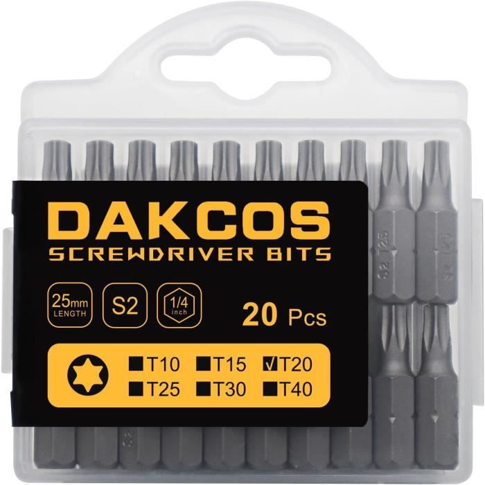 T20 Bit, Embouts T20, Assortiment D'Embouts En S2 (Longueur : 25 Mm, 20 ...