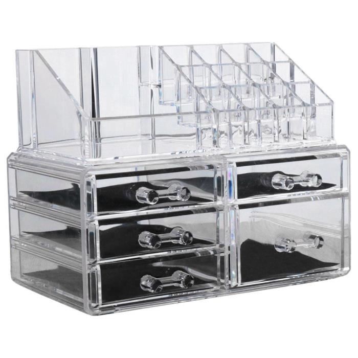 FASSME Organisateur Cosmétique Transparent Empilable - Rangement Salle De Bain Et Bureau