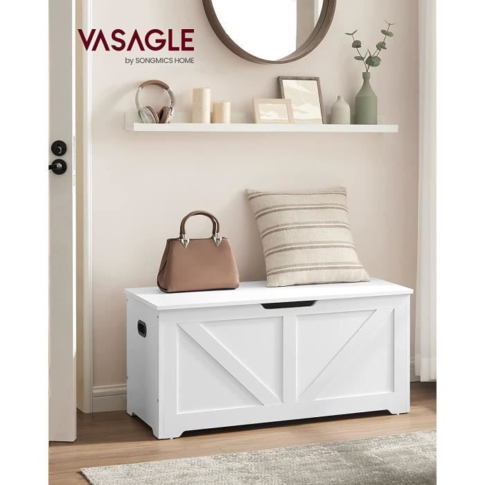 Coffre de Rangement - VASAGLE - Imitation Grange - Blanc Mat - 100 x 40 x 46 cm