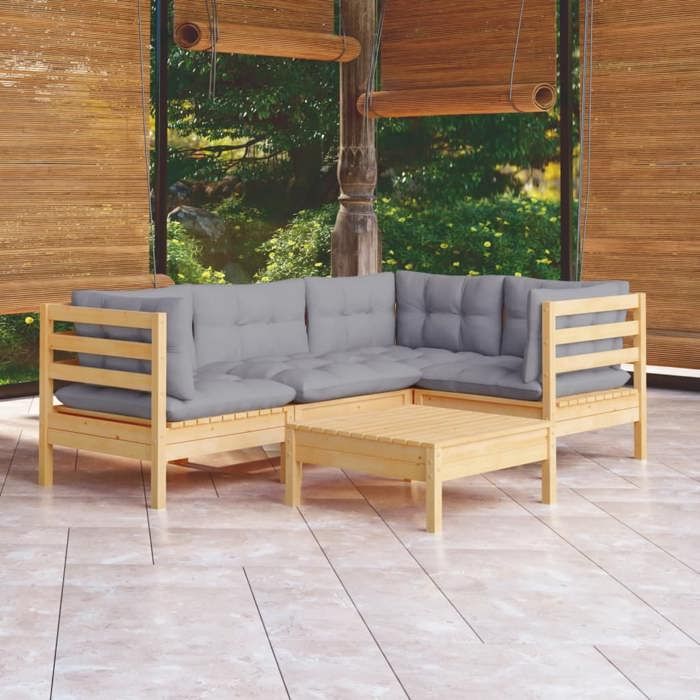 vidaXL Salon de jardin 5 pcs Bois de pin - vue 2