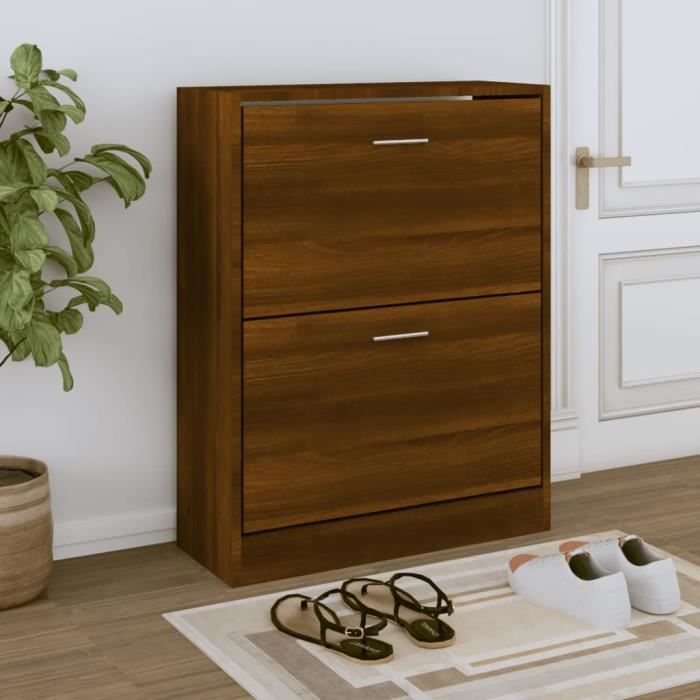 vidaXL Armoire à chaussures Chêne marron 63x24x81 cm Bois dingénierie 342563