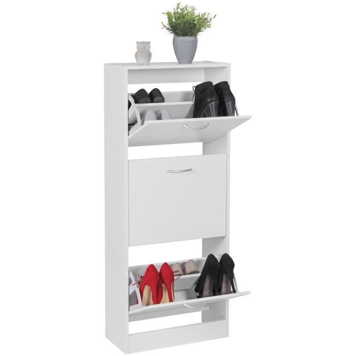 Meuble à chaussures - Wohnling - Blanc - 50 x 125 x 24 cm