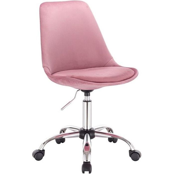 Chaise de Bureau à roulettes - WOLTU - Rose - Velours - Réglable en hauteur  - Cdiscount Maison