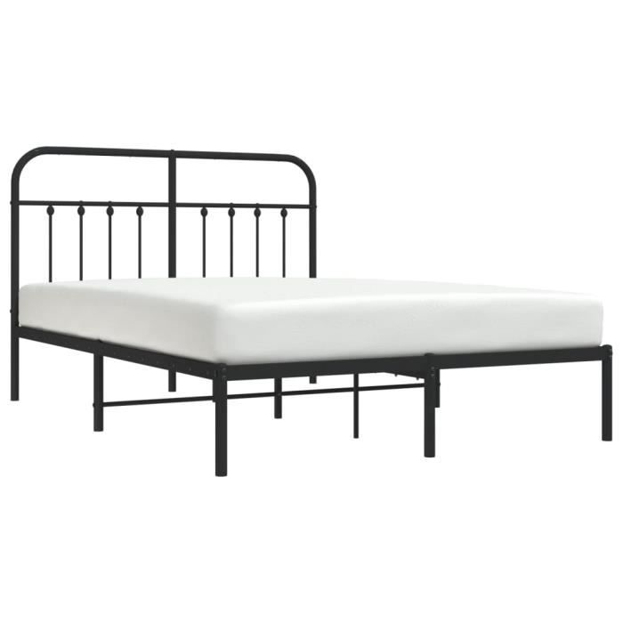 yosoo cadre de lit métal avec tête de lit noir 140x190 cm 130113 - haute qualité