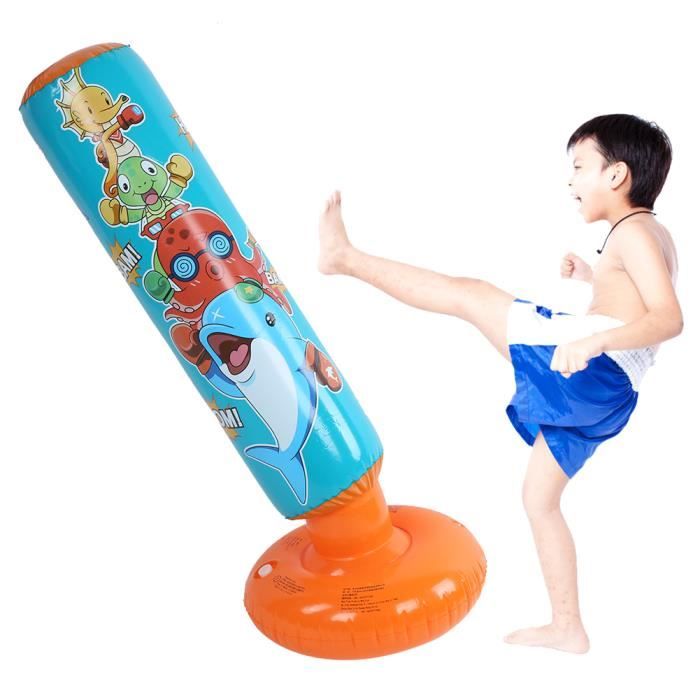 Sac De Frappe Gonflable Pour Enfants 6-12 Ans (160 Cm) - Avec Gants, Base Stable à Eau/sable, Surface Lisse PVC - Parfait Karaté, Boxe, énergie