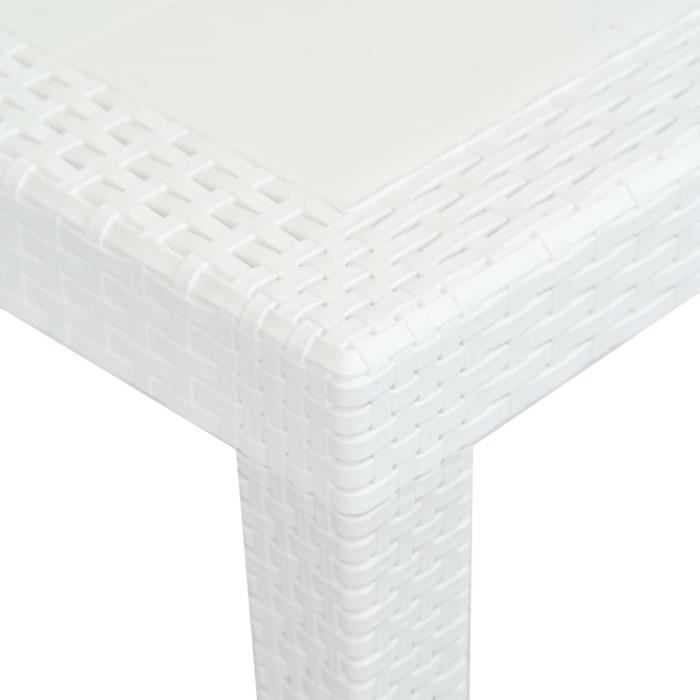 hua - tables de jardin - table de jardin blanc 220x90x72 cm plastique aspect de rotin - yosoo - dx19682
