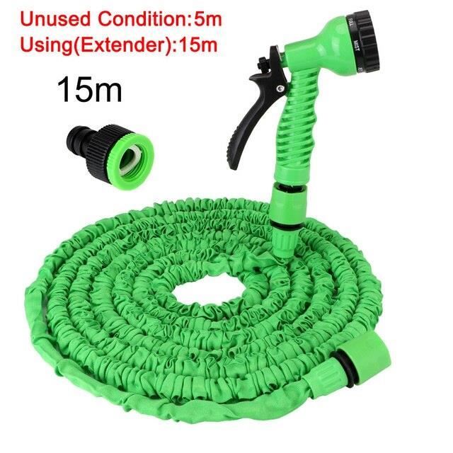 Tuyau D'arrosage Extensible 15m - Avec Pistolet 10 Fonctions Et Adaptateurs - Idéal Jardin, Lavage Voiture