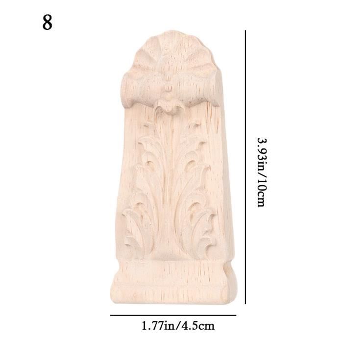 Appliques Bois Sculpté Angle - 20x10cm - Style Européen - Pour Meuble, Porte, Déco Maison DIY