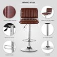 2pcs Tabouret de bar PU Hauteur réglable de haute qualité dossier ergonomique café Chaise de bar cuisine Poids Capacité 120kg-1