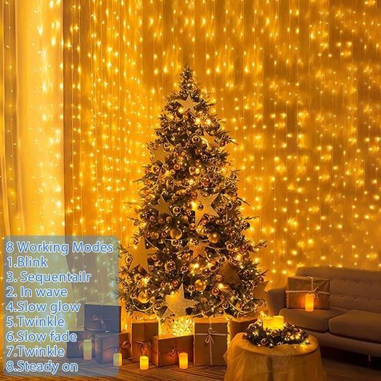 ACTUEL Rideau lumineux de Noël intérieur multicolore - 200 LED - 9.9 M pas  cher 