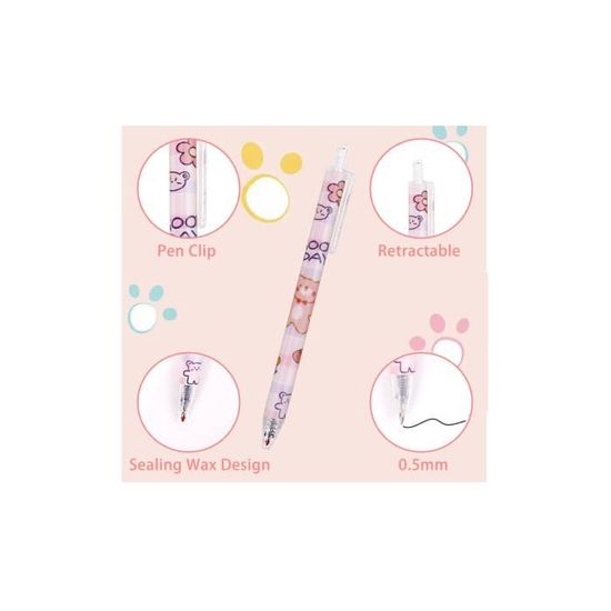 20pcs Cute Cartoon Stylos À Encre Gel Assorties De Style Stylos Kawaii Stylos À Bille Roulante Papeterie Fournitures De Bureau Anniversaire Enfant Coffret-cadeau Votre Choix Idéal